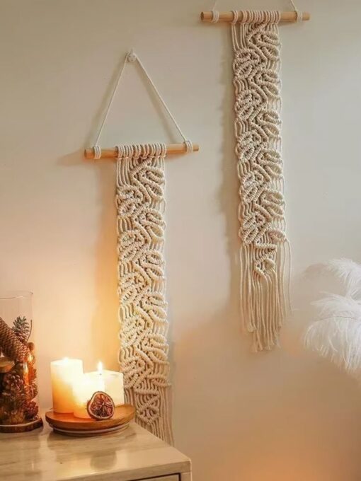 Tapestry made of woven macramé in bohemian style 72 cm