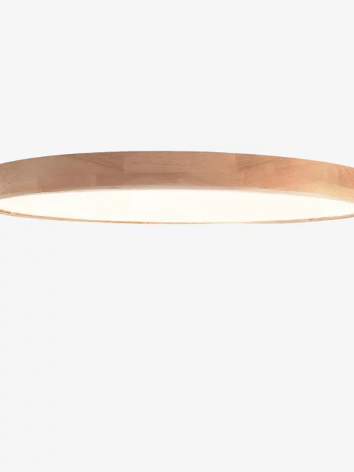 Very thin round LED ceiling lamp made of wood