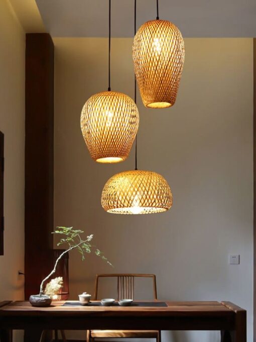 Rattan pendant light 3 lights