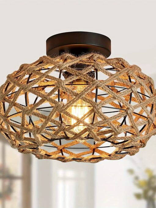 Braided hemp rope ceiling light D12 inch