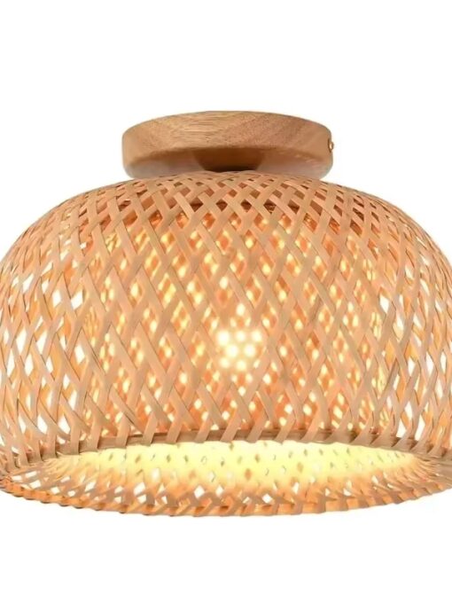 Rattan bell-shaped ceiling lamp D15 inch