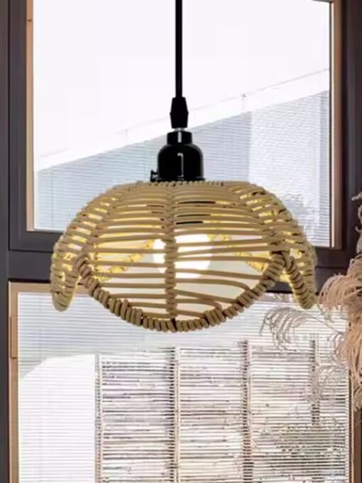 Natural rattan lampshade D8.07 inches
