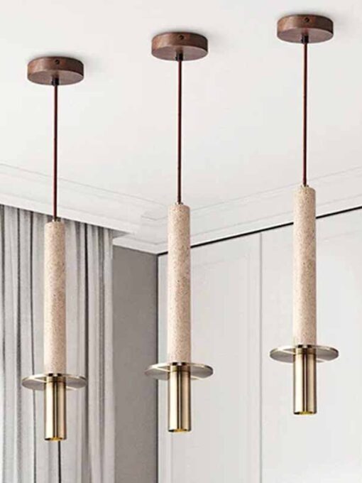 Pendant LED Travertine Tube D5 x H15 inch