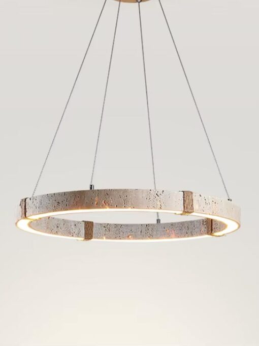 Natural travertine chandelier D15 inches