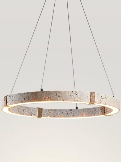 Natural travertine chandelier D19 inches