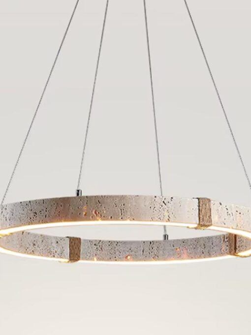 Natural travertine chandelier D23 inches