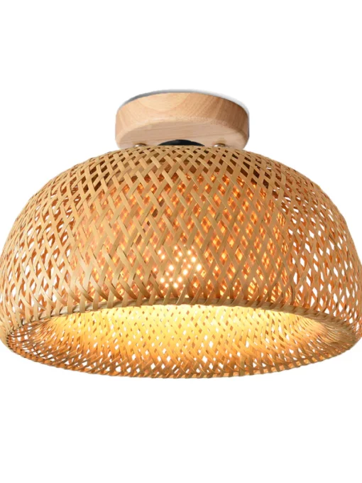 Solferino round bamboo ceiling lamp D30 cm