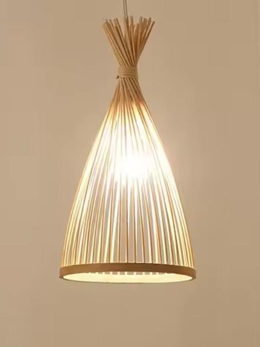 Natural bamboo pendant lamp D7.87 inches