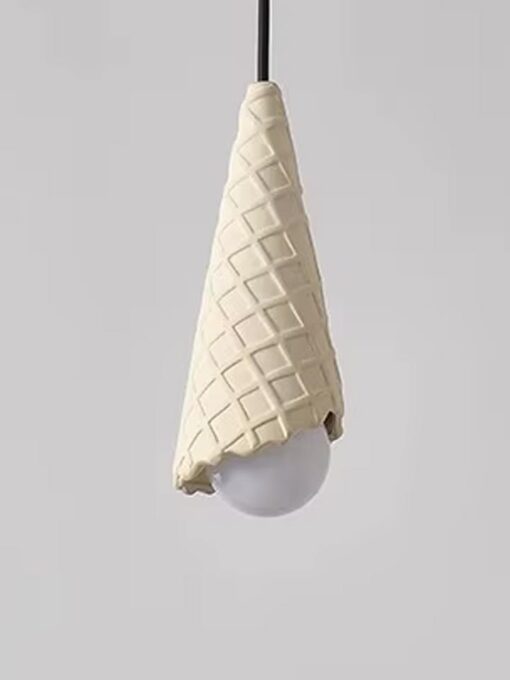 Ice Cream Cone ceramic pendant lamp white