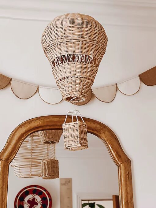 Rattan hot air balloon 9x12 inches
