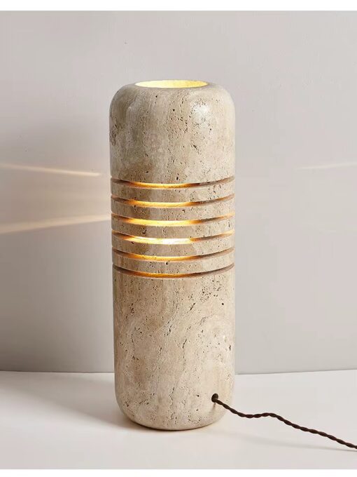 Travertine table lamp H19.6 inches