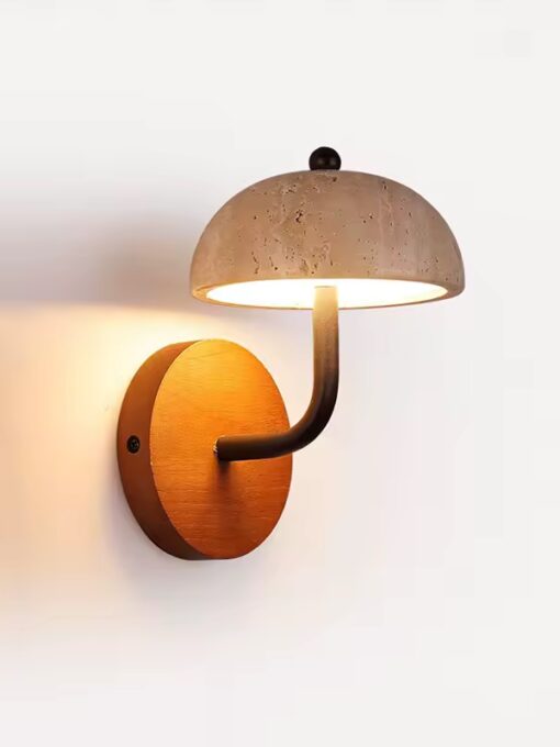 Travertine and wood wall lamp