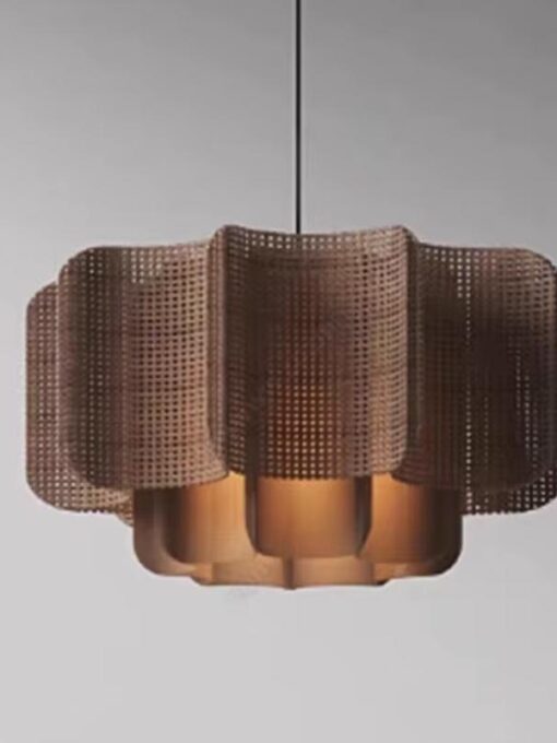 Bohème pendant lamp in brown rattan D16 inches