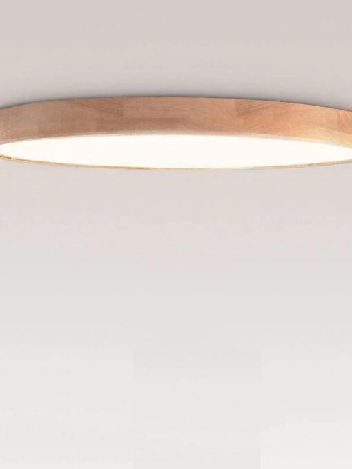 Wooden round ceiling lamp with very thin LED (warm white) D24 inches