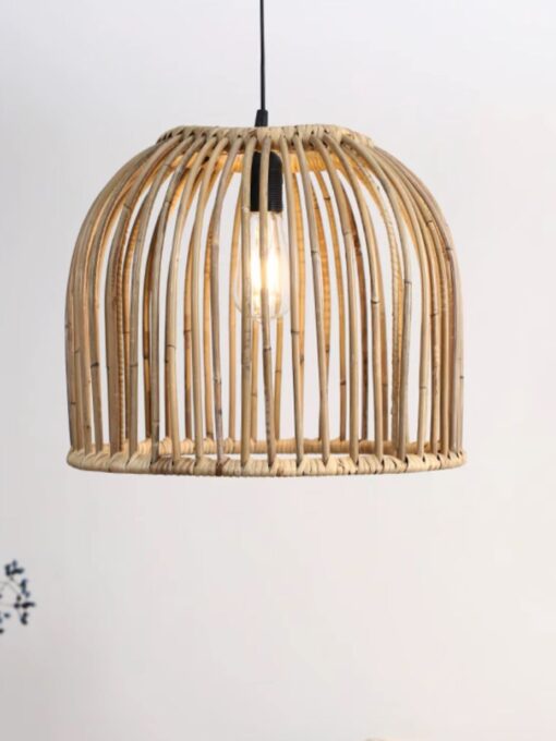 Pendant lamp "Birdcage" in rattan D14 inches