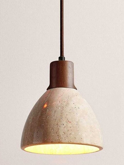 Cloche travertine pendant lamp - Ø5.9
